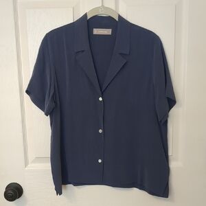 Everlane Deep Blue Short Sleeve Button-Down Shirt
